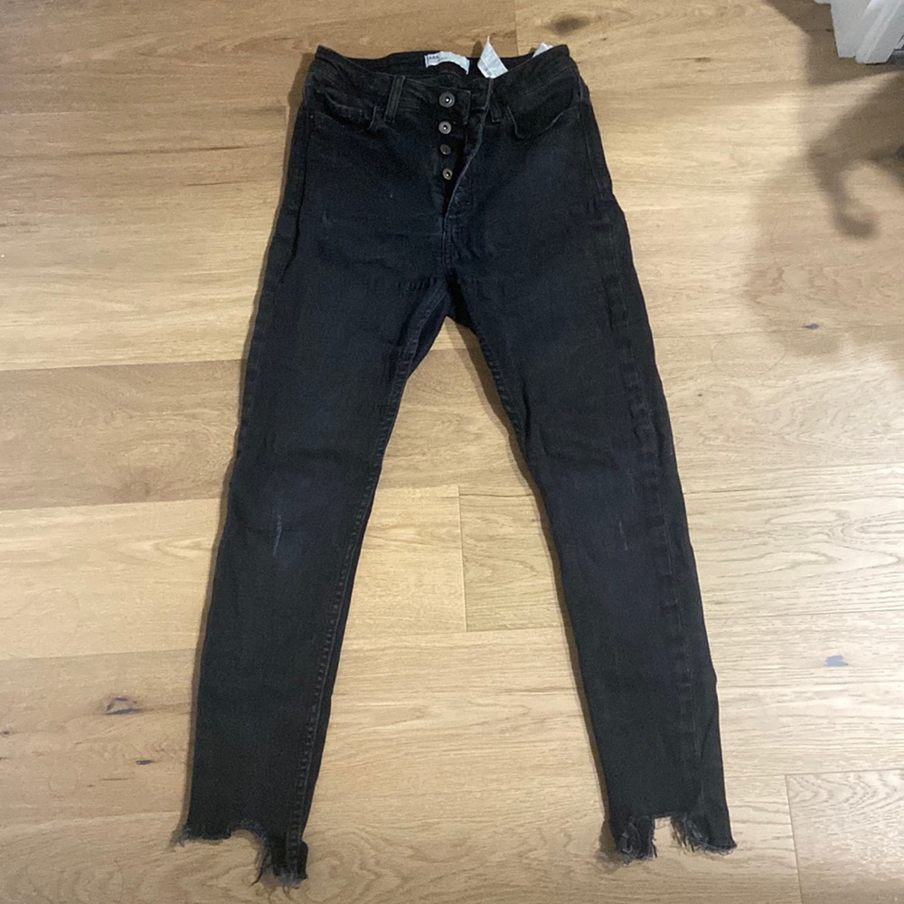 Zara black distressed skinny high waisted jeans